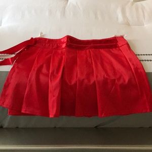 NWT red satin skirt with front pleats